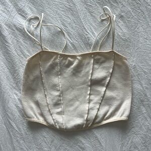 Cream Ribbed Crop Top from urban outfitters